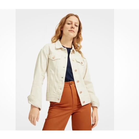 Everlane Jean Jacket Women Sz Small , Off White Jean jacket , Denim Jacket EUC - Picture 1 of 12